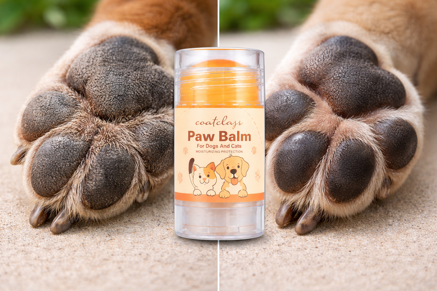 Before and after paw treatment